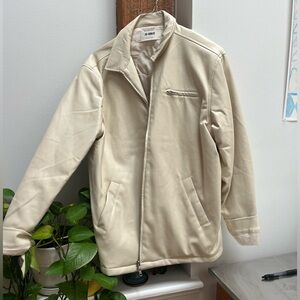 Cream Vintage Faux Leather Jacket